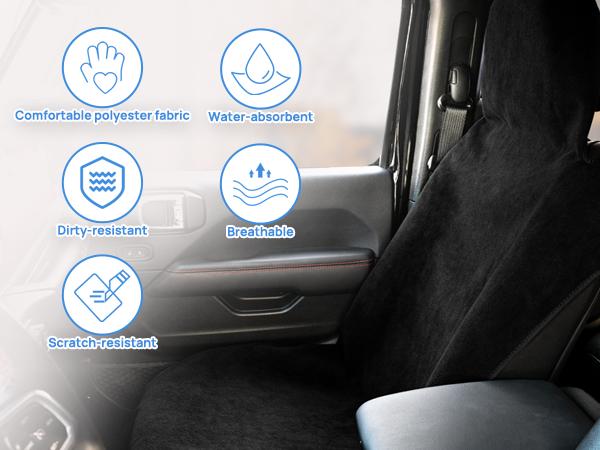 Nilight Car Seat Cover Black Terry Fabric Water and Sweat Absorbent Ideal for Running Gym Workouts Beach Swimming and Hiking Suitable for Cars Truck SUV