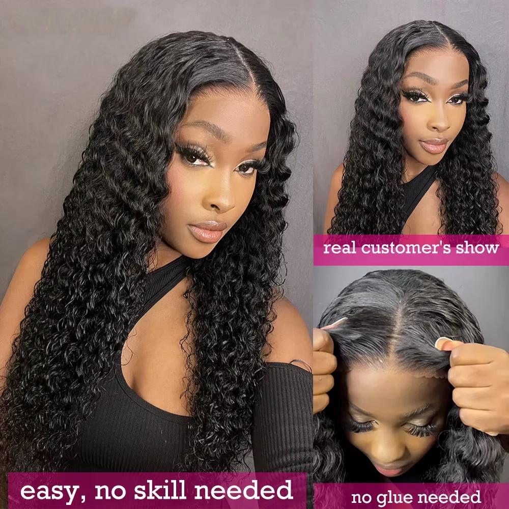 Deep Wave 9x6 Glueless Human Hair Wigs b Brazilian Natural Color 5x5 Hd Lace closure usure Wig For Black Women Pre Plucked Easy to Wear Loose Deep Wave glueless Wig