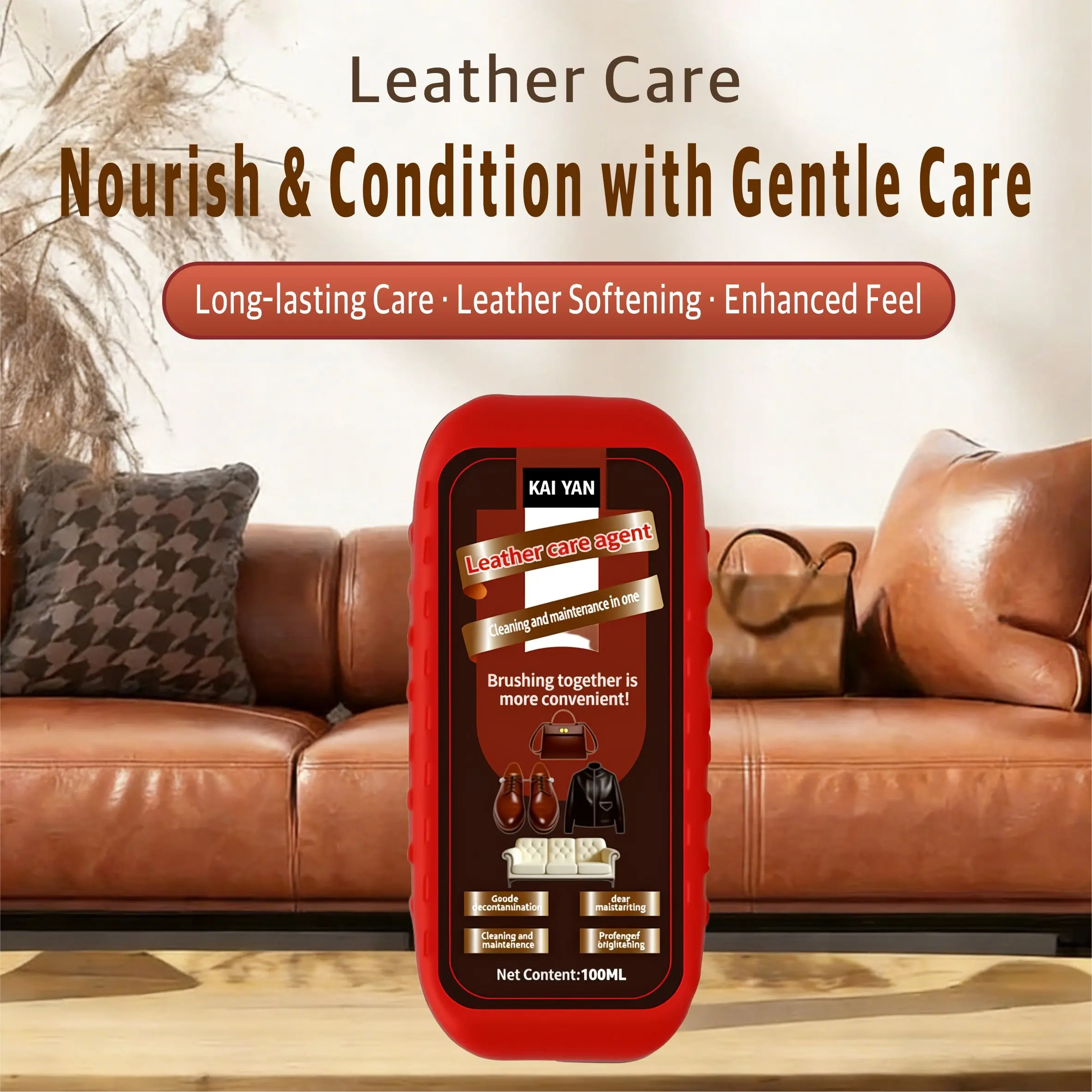 KAI Yan Footwear Cleaning Solution - 1-Wipe Wipe-On Spot Clean Cleaning & Care, Multi-Functional Cleaner & Leather Conditioner for Shoes, Daily Use Clothes