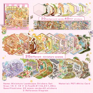 20 Sets DIY 3D Sticker Scene Collection album for Kids Adults Cute Make Your Own Shop House Stickers for Gifts Stickers Therapy for Adult Relief Stress Pass The Time Play Park Hamburg Castle Library,vintage artistic craft Multi-Style Pet