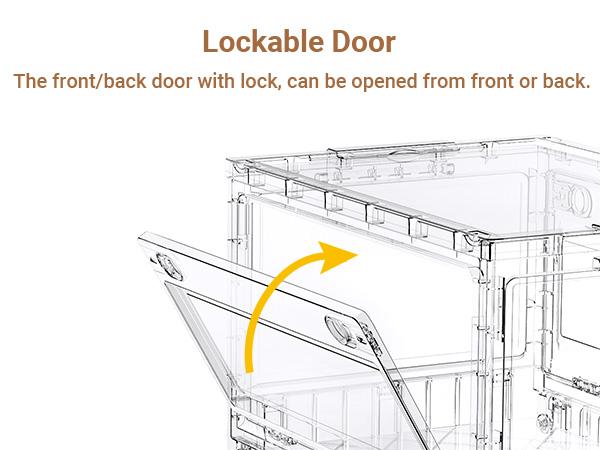 BROVIEW Clear Stackable Storage Bins Drawers, Open Front Large Plastic Storage Bins with Lids, Foldable Closet Organizers and Storage for Wardrobe Cabinets, Pantry, Makeup