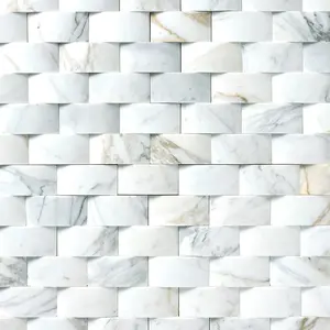 Calacatta Gold 3D Cladding 2x4 Polished/Honed Marble Mosaic Tile