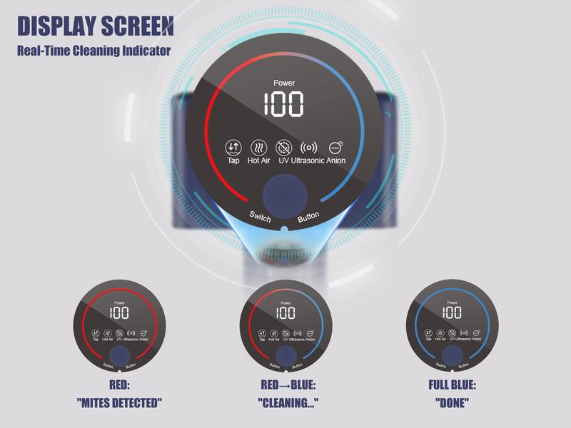 【Teant】 Mattress Vacuum Cleaner for Dust Mites Removal, Bed Vacuum with UV-C Light & 149°F Hot Air & Aroma Tablet & LED Display, 16Kpa Powerful Suction Double-Cup Handheld Vacuum Cleaner With HEPA Filter for Bed, Couch, Sofa, Carpet Deep Cleaning Machine