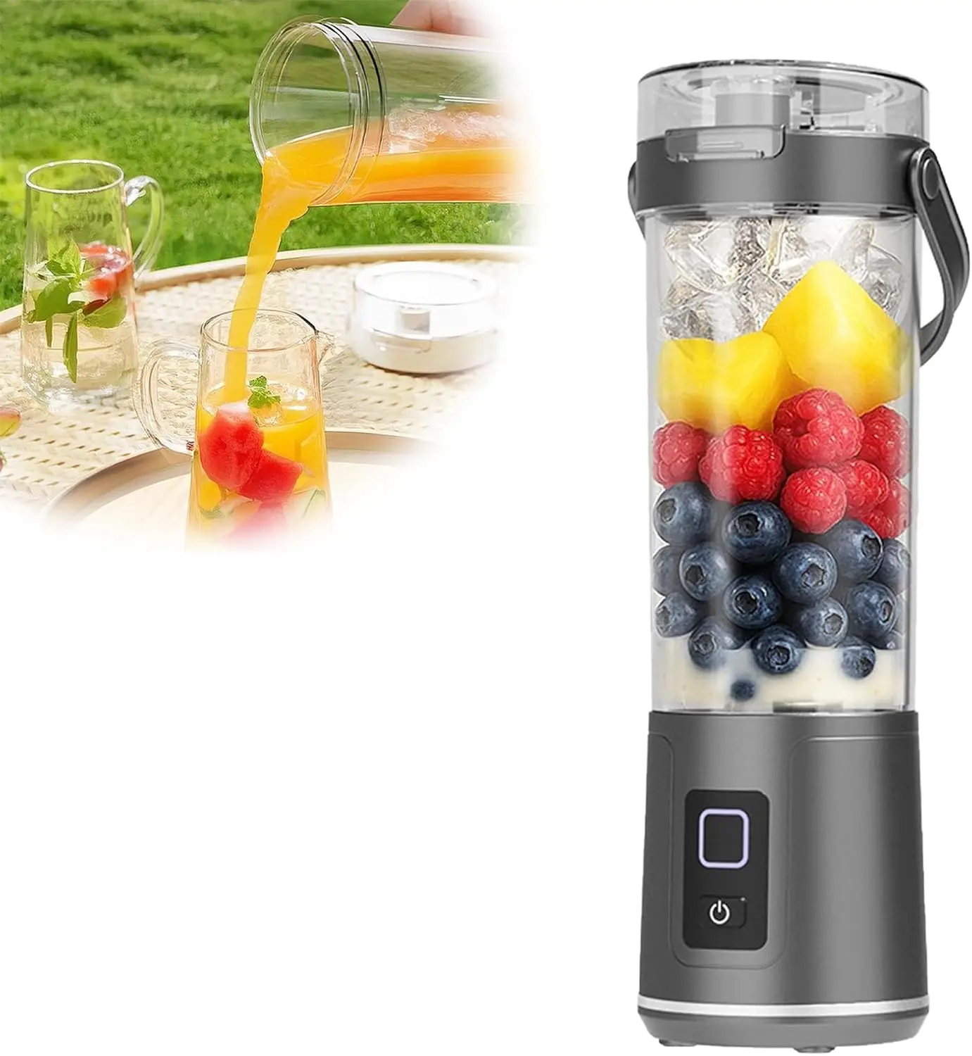 2-in-1 Electric Juicer Cup - 16 Oz. Portable Cordless Blender, USB-C Rechargeable, Leak-Proof Lid, Easy Sip Spout, Dishwasher-Safe Parts, Ideal for Smoothies, Campfire, BBQ Party,back to school,back to school haul