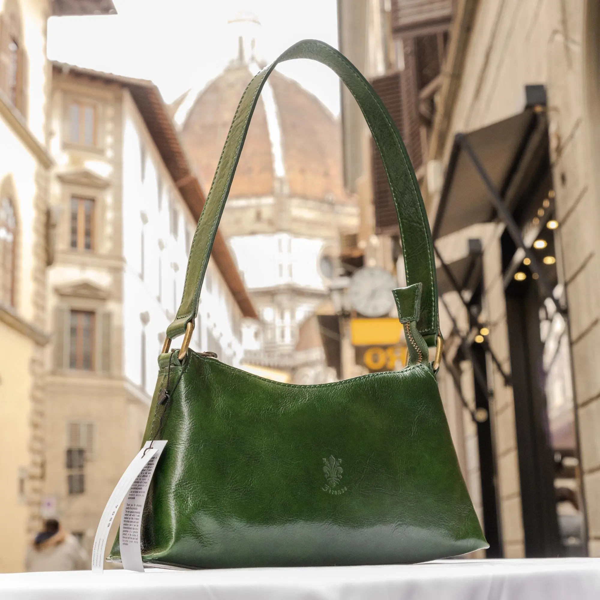 Italian Handmade Leather Bags For Women | Elegant Green Shoulder 