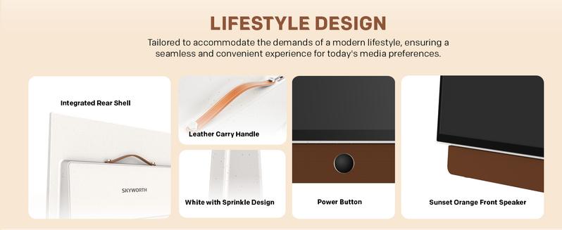 Skyworth 24-Inch Portable TV - 1080P FHD Smart Google TV Matte Screen HDR10 Dolby Audio LED Bluetooth Chromecast Google with High-Performance Battery & Voice Control