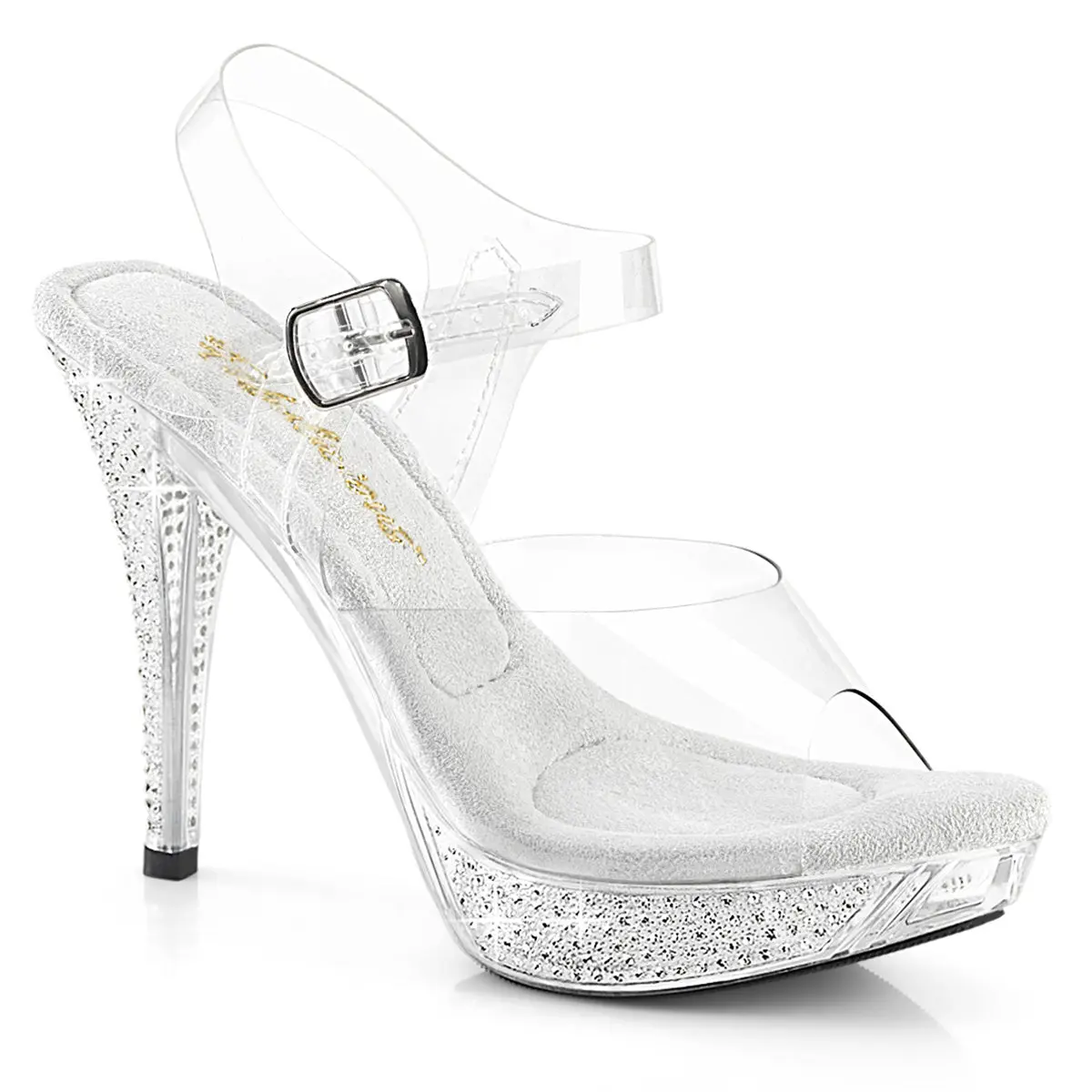 Women's Formal Platform Sandals, Elegant & Comfortable Rhinestone Ankle Strap 4.5" High Heels for Weddings & Parties