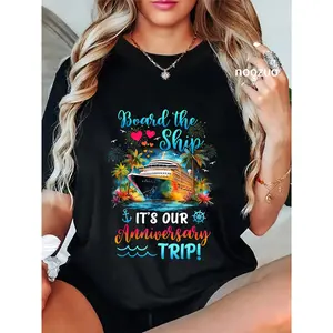 100% Cotton It's Our Anniversary Trip Couples Matching Marriage Cruise T-Shirt