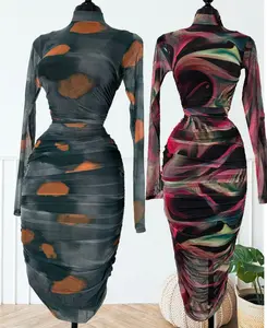 Dots print long dress