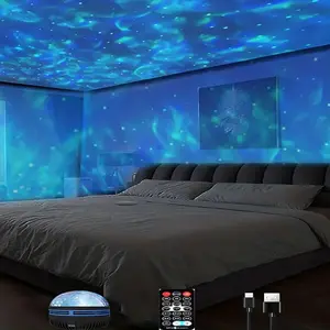 Star & Galaxy Projector Night Light – Ocean Wave Room Decor with 7-Color Patterns for Bedroom