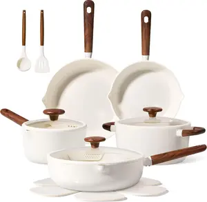 CAROTE Ceramic Cookware Sets, Pots and Pans Set Non stick, Non Toxic Healthy Induction Cookware, 14 Pcs Nonstick Kitchen Pots and Pans Set, PFAS PTFE Free, Dishwasher Safe