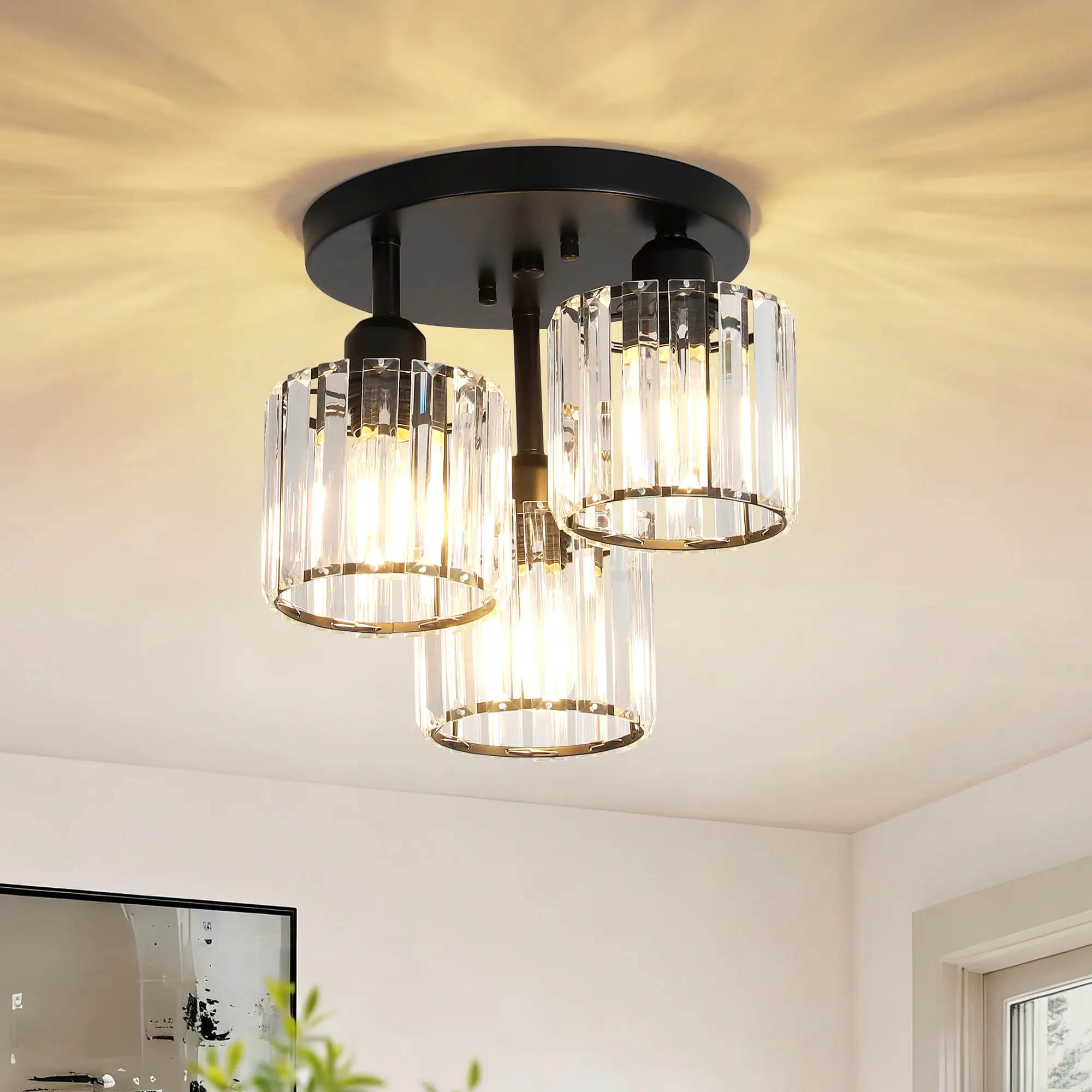 Elegant 3-Light Adjustable Color Temperature Pendant Light E26 Base Fixture for Living Room, Kitchen, Bedroom & Porch – Modern Interior Lighting with Dimmable Feature