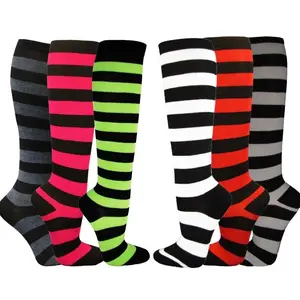 Striped Patterned Socks (Knee High) 6-Pack