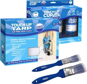 As Seen On Shark Tank Products- Touch Up Cup Painting Kit - Includes 3 Paint Storage Containers, 1 Painters Tarp, 2 Touch Up Paint ​​Brushes