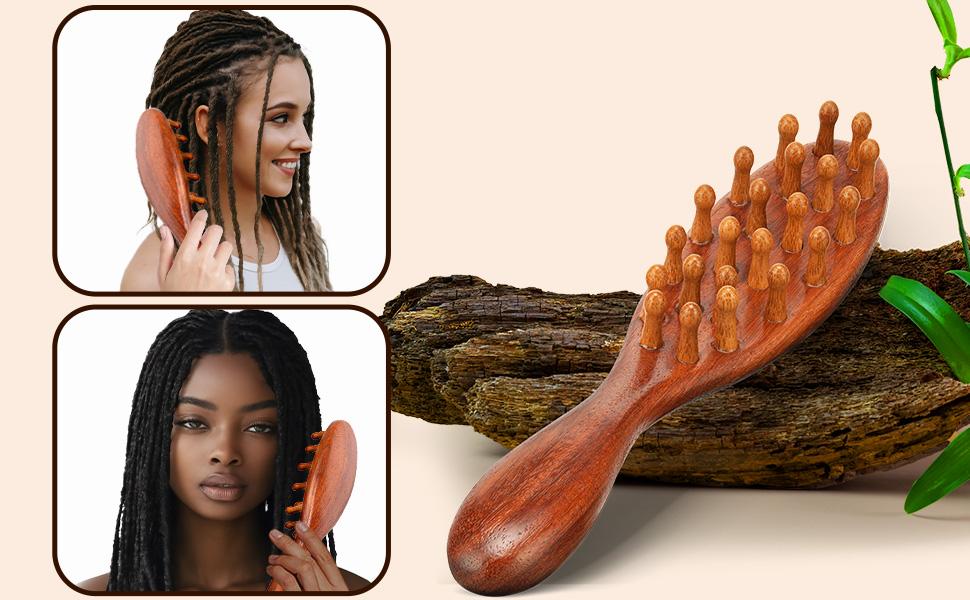 【Spring Glow-Up】Loc Brush for Dreads, Comfortable Massage Comb, Scraping Massage Tools Wide Tooth Comb, Elegant Wood, Love At First Find Dreadlock Care