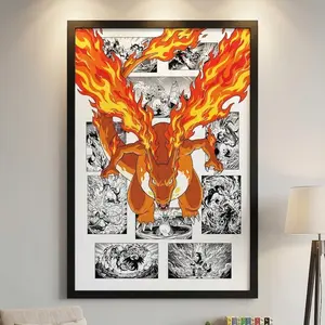 G-Max CharizardPoster, Japanese Style Legendary Inspired Anime Artwork, Wall Art for Bedroom Decor, Unframed Wall Art, Home Decor