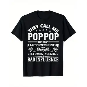 They Call Me PopPop The Fun Pap Pap On The Block T-Shirt |   Funny Sarcastic Fathers Day Gift, Casual Daily Wear, Black Short Sleeve Crew Neck Tee, Heat Transfer Printing