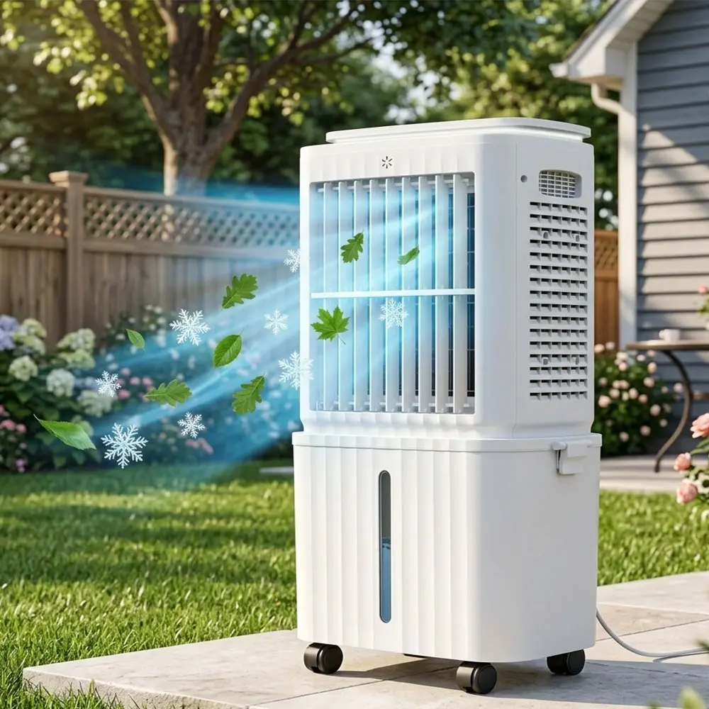 SPZK Smart Touch Evaporative Air Cooler with Remote. Powerful 25 Litre Portable Air Conditioner Fan Alternative with 12H Timer, 4 Modes & 360° Wheels for Easy Moving. Quiet Windowless Energy-Saving Ice Cooling Fan for Home, Office & Bedroom