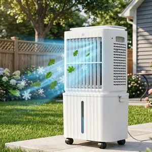 SPZK Smart Touch Evaporative Air Cooler with Remote. Powerful 25 Litre Portable Air Conditioner Fan Alternative with 12H Timer, 4 Modes & 360° Wheels for Easy Moving. Quiet Windowless Energy-Saving Ice Cooling Fan for Home, Office & Bedroom