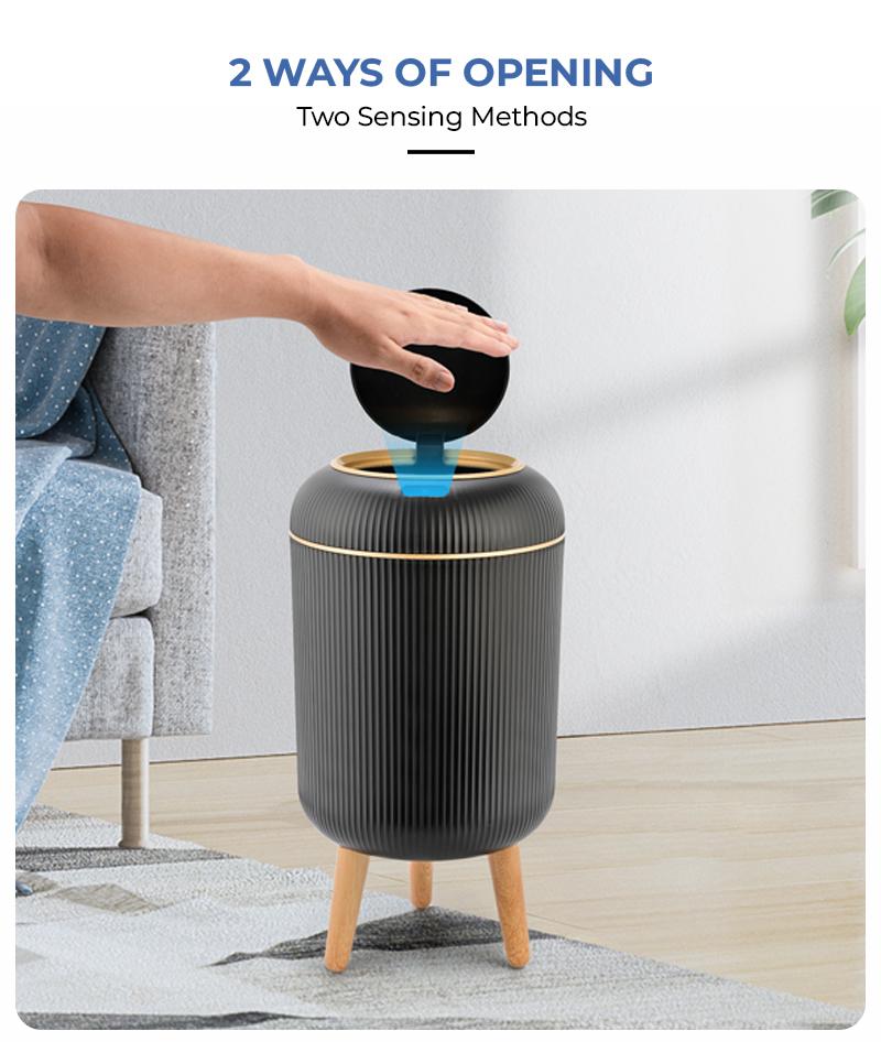 PUKOMC Smart Trash Can – Motion Sensor Touchless Bin, Auto Close Lid, Waterproof 2.6-Gal – Compact For Kitchen/Office