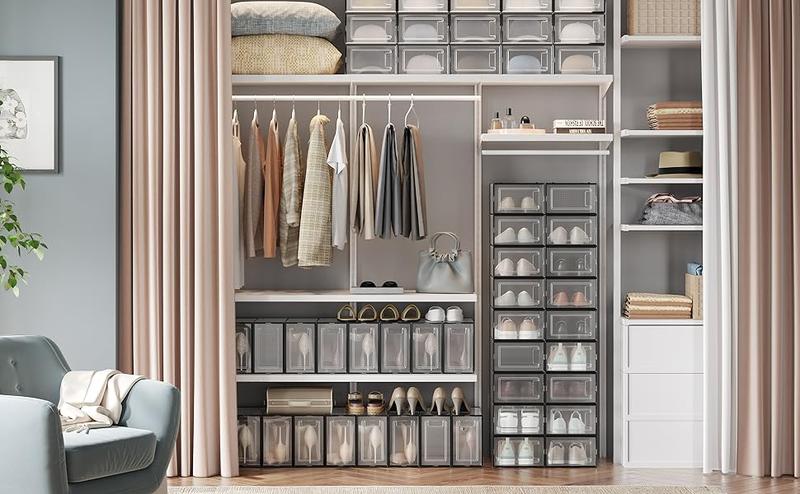 Springtok SONGMICS HOME Shoe Boxes Stackable & Foldable White US Size 11 (Fit) Shoe Storage Organizers