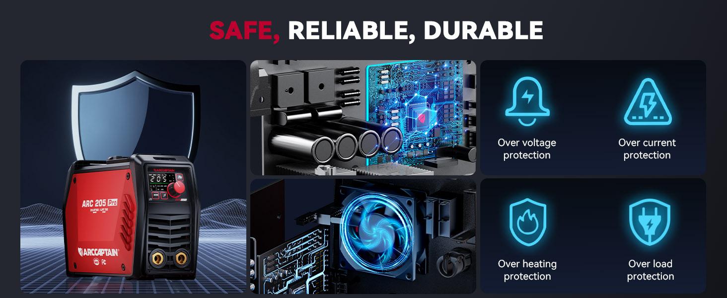 ARCCAPTAIN iControl ARC205 Pro Stick Welder, [APP Control] 205Amp ARC/Lift TIG Welding Machine, Large LED Display, IGBT Inverter 110V/220V MMA Welder with Hot Start, Arc force, and Anti-Stick