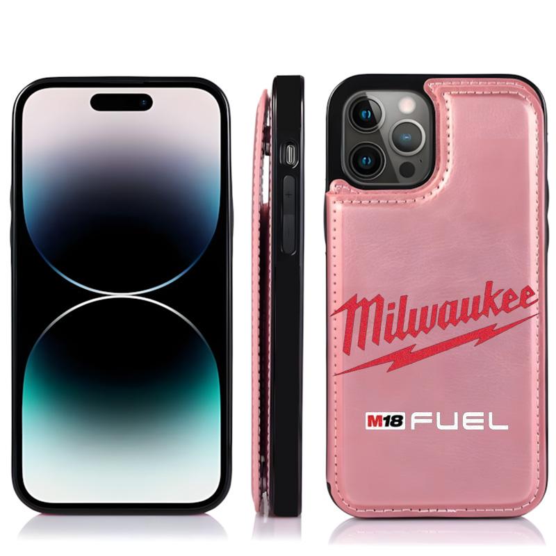 Milwaukee Pattern Phone Cases Compatible For With iphone 17 16 15 14 13 12 PRO PLUS MAX AIR PU Black Brown Pink Durable Flip High quality Leather Credit Card Bag Holder Mother Gift Wallet Shockproof Anti-Drop Full Protection Shell Cover