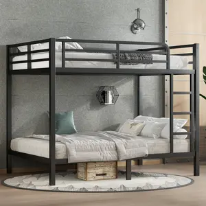 Full Over Full Bunk Bed with Ladder, Full Size Bunk Beds with Full Length Guardrail, Heavy Duty Bunk Bed for Adults, Teens, Heavy Duty Bunk Beds Full Size