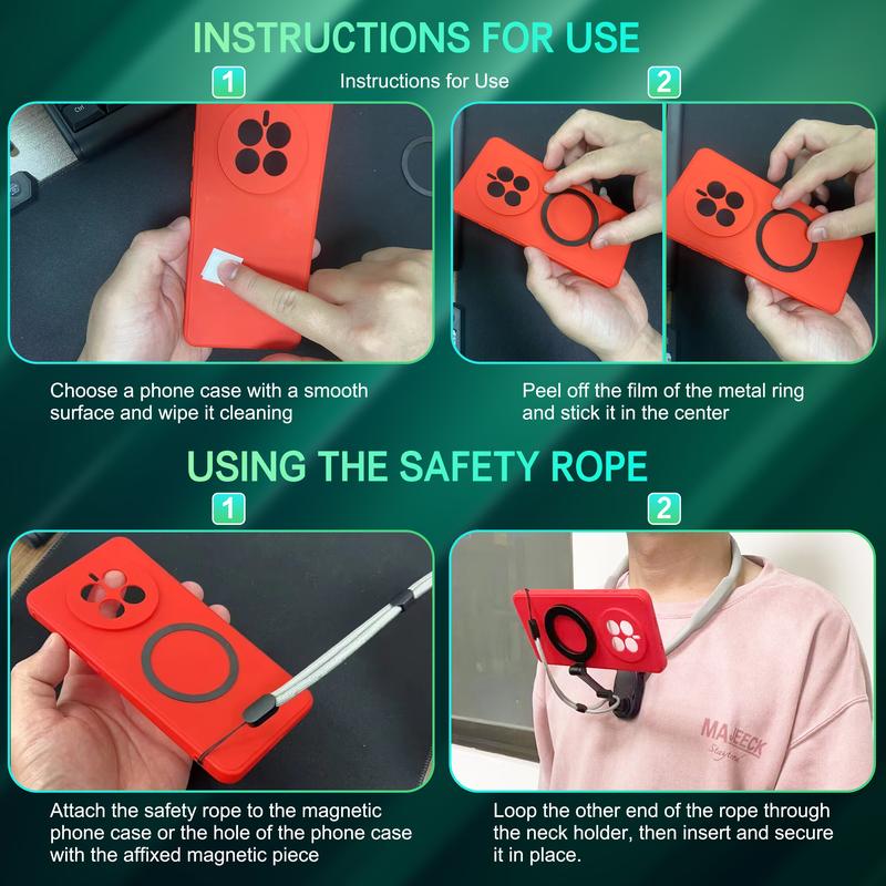 Magnetic Neck Mount for Phones - Hands-Free POV/Vlog Holder, Chest Strap for iPhone 17 16 15 14 , Android, and Smartphone Accessories