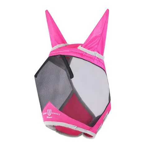 Harrison Howard Equestrian Pro Glow-Ready Mesh UV-Protection Fly Mask, UV-Safe Fleece Padding, Spacious Large Eye Space, Horsewear & Bandaging Accessory (Large Size)