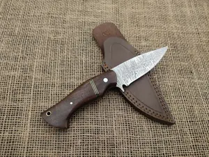 Handmade Damascus Steel Firestorm Fixed Blade Hunting Knife | 9” Camping Survival Skinner Knife with Rosewood Handle