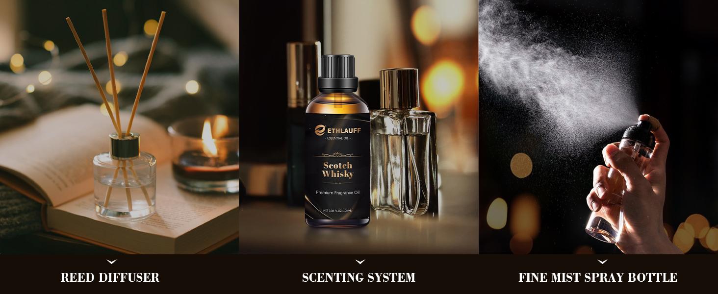 ETHLAUFF Premium Fragrance Oil 3.38FL.OZ - Birchwood Oud / Scotch Wiskey / Galactic Skies / Sweested Taboo, Expertly Layered Aroma Notes for Candle Making Soap Making & Diffusers