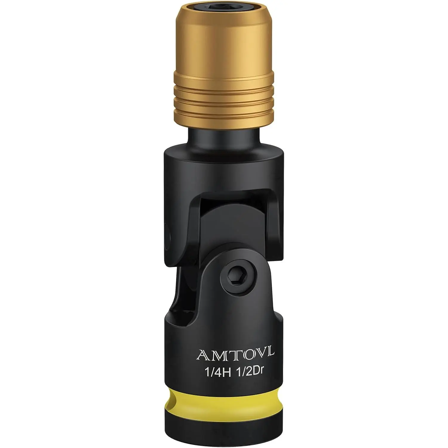AMTOVL 1/2-Inch Drive Female to 1/4-Inch Hex Impact Universal Joint Adapter for Ratchet Wrench Drivers, Impact Bit Holders, Quick-Change Chucks