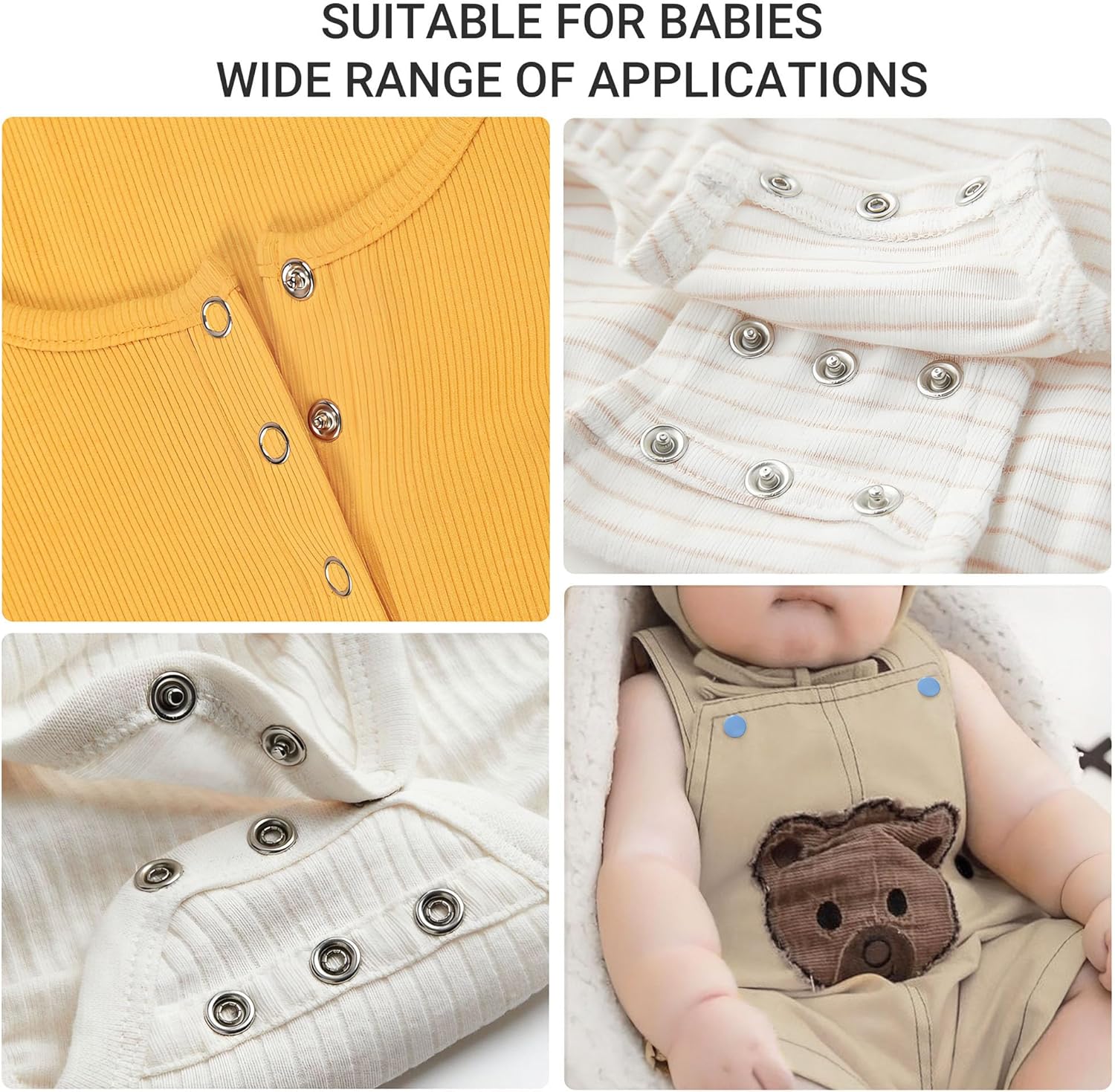 200 Sets Metal Snap Buttons with Fastener Pliers Press Tool Kit,Multicolor Mixing Hollow Sewing Snaps for Fabric,Prong Snap Button Kits for DIY Crafting Clothing Sewing (9.5mm / 800 PCS)