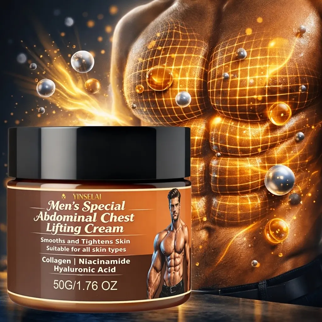 Men's Chest and Abdomen Firming Cream, Bee Venom + Collagen, Instant Tightening, Non-Greasy, 50g, Suitable for All Skin Types, Body Lifting Cream, Body Firming Moisturizer, Belly Firming Cream