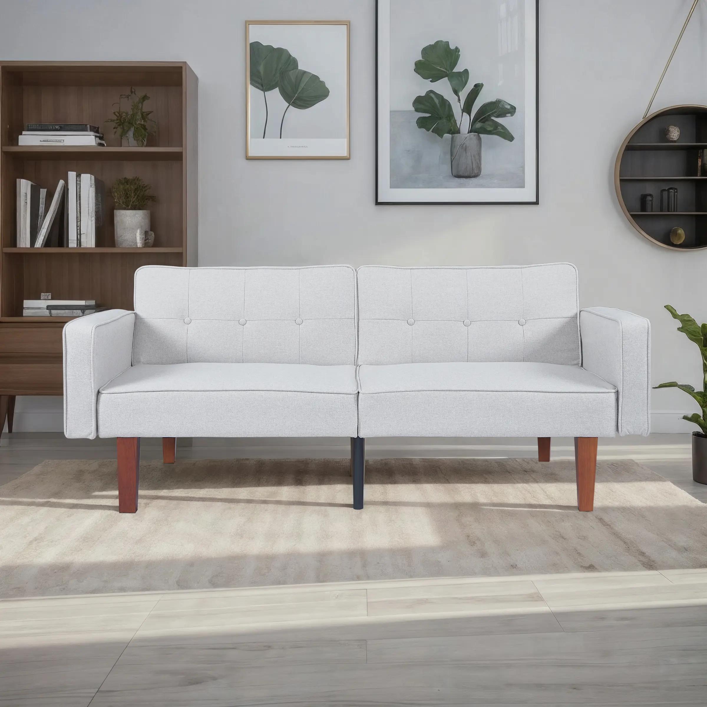 Combination Sofa Bed - Modern Minimalist Foldable Seat Couch, Sturdy Water-and-Stain-Resistant PU Leather Upholstered Compact Indoor Furniture, Classic Space-Saving Piece for Living Rooms, Bedrooms Modern Minimalist Couch Upholstered Sofa