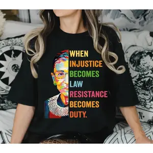 [100% Cotton] T - Shirt With WHEN INJUSTICE BECOMES LAW, RESISTANCE BECOMES DUTY Quote And Iconic Graphic, A Social - Justice Statement Tee, Perfect For Activists And Advocates Of Equality, Featuring A Powerful, Meaningful Desi T-Shirt For Men And Women