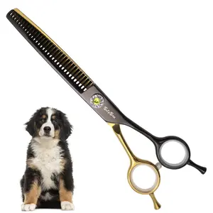 7inch 33 Teeth Thinning Shears for Dog Grooming Scissors, 25 Degree Pet Curved Chunker, Japanese VG10 Steel Sharp Blending shears, Professional Cutting Scissors for Dogs Cats and Other Pets Face and Paws