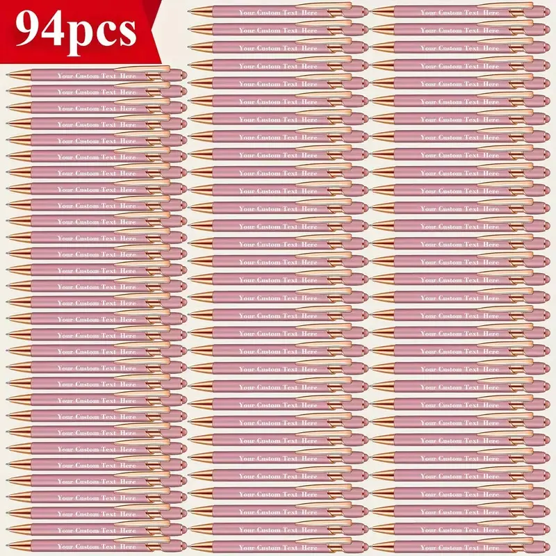 Personalized Initials Metal Body Retractable Ballpoint Pens - 94-Pack Bulk Class, 0.5mm Black Writing Pens & Refills, Premium Office Stationery, Smooth Write, Back-to-School Stationery Gift Set, Ideal for Office Giveaways, Holidays