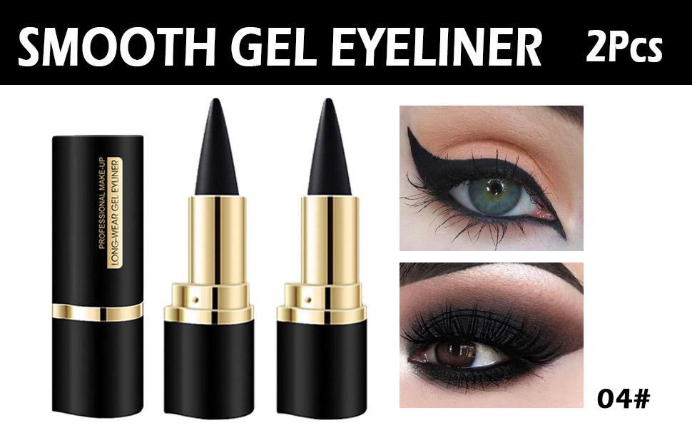 1Pc Gel Eyeliner Pencil Natural Black Waterproof Smudgeproof Creamy Eyeliner for Older Women Multi-Use Makeup Kit Eyeliner Lip Liner Eyeshadow & Eyebrow Smooth Cosmetic Clear Lipliner Gift