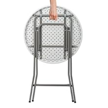 VINGLI 23.5/32" Plastic Folding Round Table Bar Height, HDPE Matrial with Gray Metal Finish, High Top Table for Outdoor Party, Cafes, Restaurants, Backyard, Dining Room, Wedding Event,1 Pack