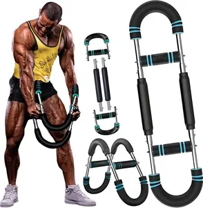 BigWet Adjustable Twister Arm Trainer 60-130LBS Heavy-Duty Spring Resistance  for Adjustable Detachable Spring Strength Training Bar for Triceps, arm trainer strengthen chest Multifunctional Fitness Equipment Hand Grip Strengthener gym shorts women
