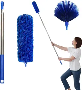 Cobweb Dusters with Extension Pole 100-Inch, Spider Web Brush & Ceiling Cleaning Kit, Washable Cleaning Duster Kit with 2 Duster Heads, Cobweb Duster, Corner Brush for Ceiling Fan, Furniture, Home Ajedrmy