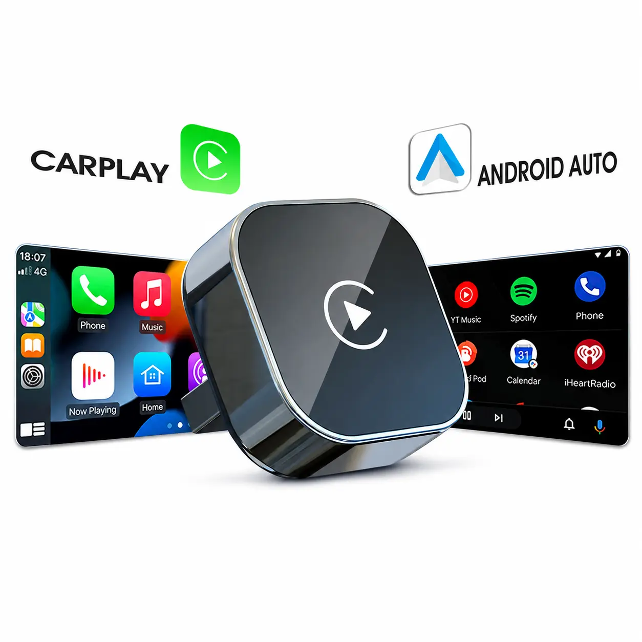 Wireless CarPlay & Android Auto Adapter for iPhone & Android, USB Plug & Play Dongle, Auto Reconnect, Stable Connection, Compact Car Adapter
