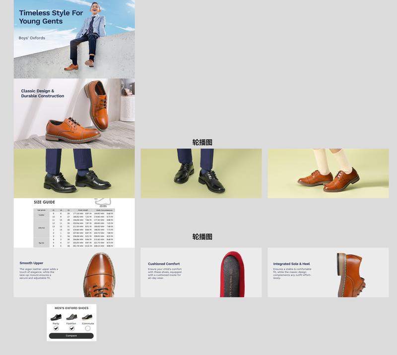 DREAM PAIRS KIDS Boys' Vegan Leather Cap-Toe Dress Shoes