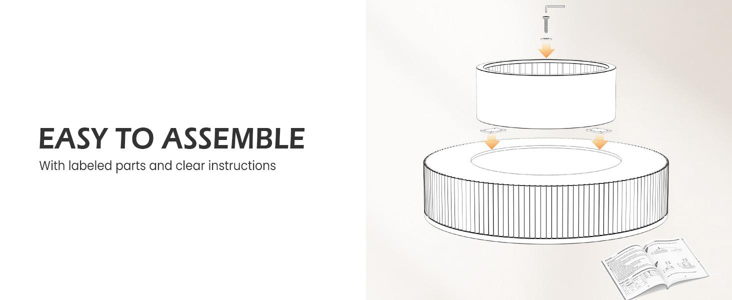 YOUDENOVA 31/35" Round Fluted Coffee Table Modern Wood Circle Veneer Handcrafted Relief Coffee Tables Living Room Black MDF Material Easy Assembly Bedroom Furniture SpringBreak