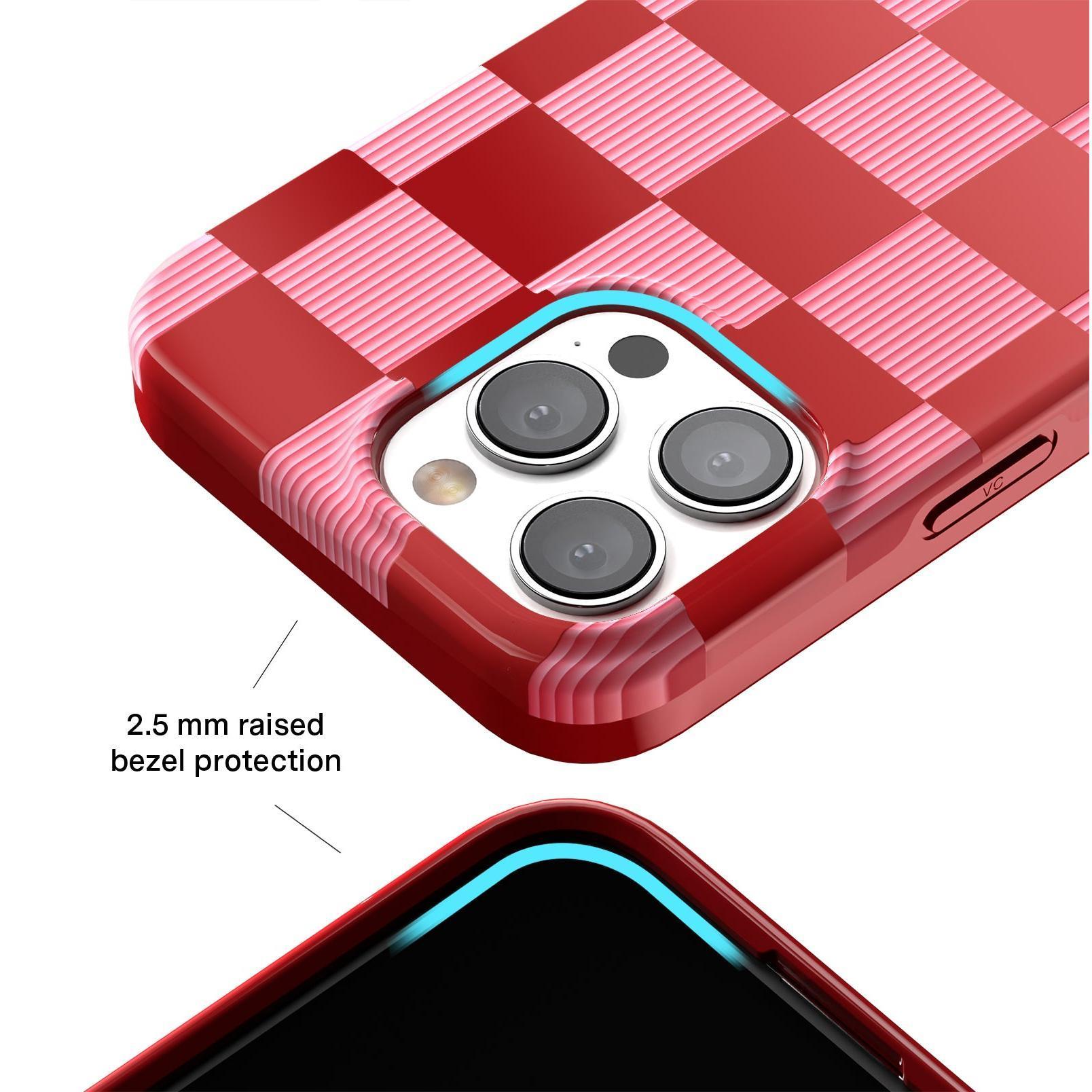Velvet Caviar Rose Vibe Checkered iPhone Case - Cute Phone Cases for iPhone with Stylish Cherry Design and Shockproof Protection