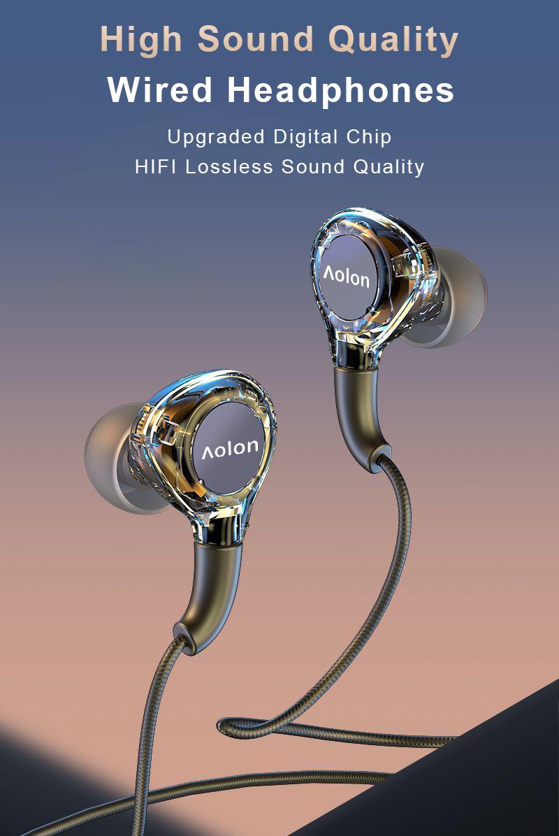 Aolon RM670 Wired Earphones with Hi-Fi lossless sound, 3.5mm connector, noise reduction, built-in HD microphone, stereo, 1.2m cable. Aolon RM670 Wired Earphones with Hi-Fi lossless sound, 3.5mm connector, noise reduction, built-in HD microphone, stereo, 1.2m cable.