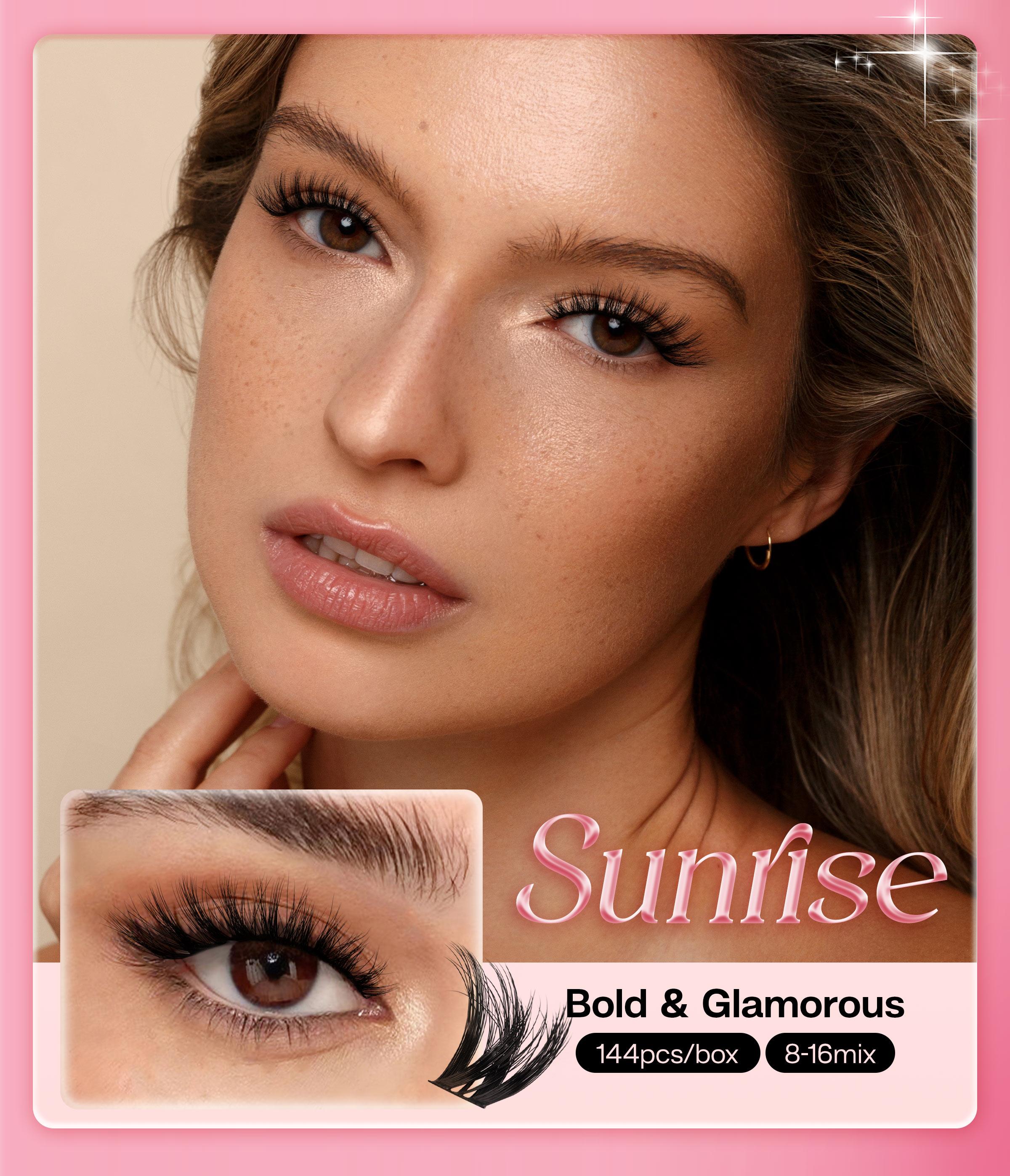 73% Hot Fresh Launch ProLashBeauty Lash Clusters Sunrise Long Lasting Eyelashes Extensions Kit DIY lashes Extensions C D Curl Invisible Band Beginners Manga Lashes Tweezer & Glue & Remover all in one for DIY Eyelash at Home TikTokShopBlackFriday