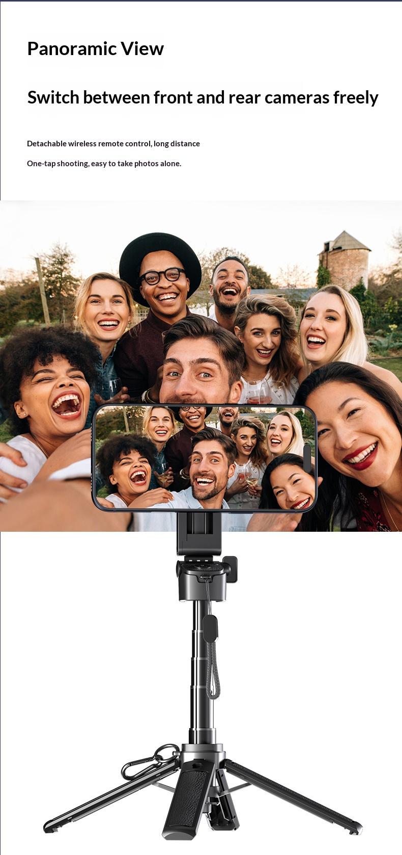 2026 Upgraded extend to 20.5 inches New 4-in-1 Multifunctional Magnetic & clamping Selfie Stick, 360 Rotating Angle, Mini Size, Foldable Storage, Phone Holder Tripod , Camera Grip, Vlog Live Photography Tool, Rechargable Remote control,Valentine's Day